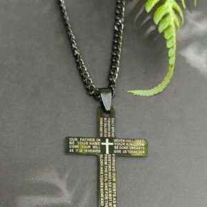 Black Our Father Cross Necklace