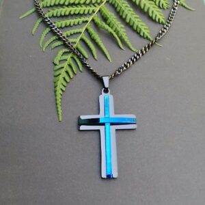 Black and Blue Cross Necklace