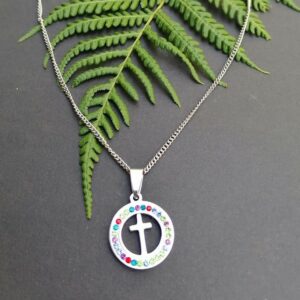 Round Cross with Colors Necklace