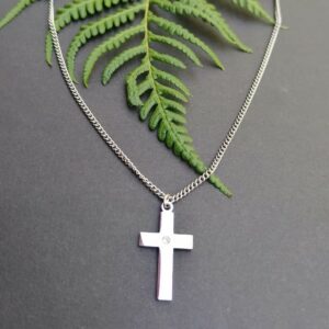 Cross with Zirconia in middle Necklace