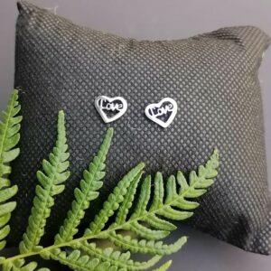 Word Love in Heart Earrings