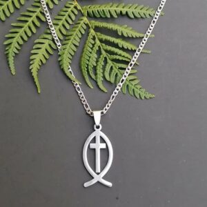 Cross with fish Necklace