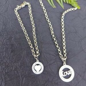 Love and Heart Necklace and Bracelet Set