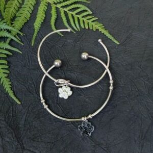 Black and White Paw Print Bangle