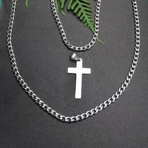 4mm Cuban Necklace, Bracelet and Cross Pendant