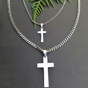 His & Hers cross pendant set Cuban