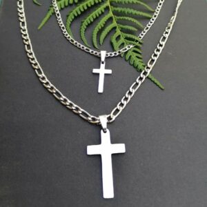 His & Hers cross pendant set Figaro