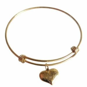Gold 3D Heart Bangle