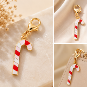 Candy Cane Gold Charm