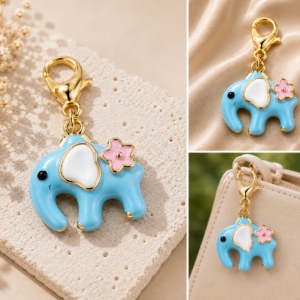 Blue Elephant Gold Charm